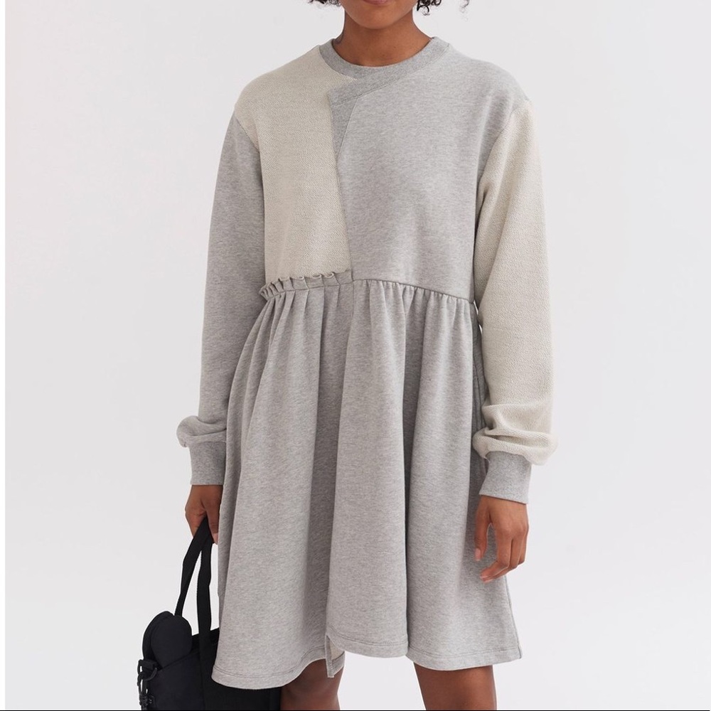 Lazy Oaf Grey Two-Tone Sweatshirt Dress